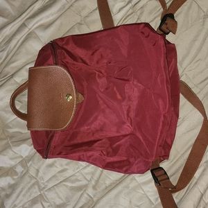 Maroon Longchamp Nylon Backback